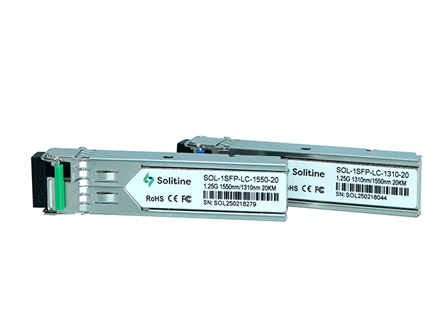Solitine 1.25G SFP BIDI LC Module (Pair) – 20km, 1000BASE-BX, SMF, DDM thumbnail
