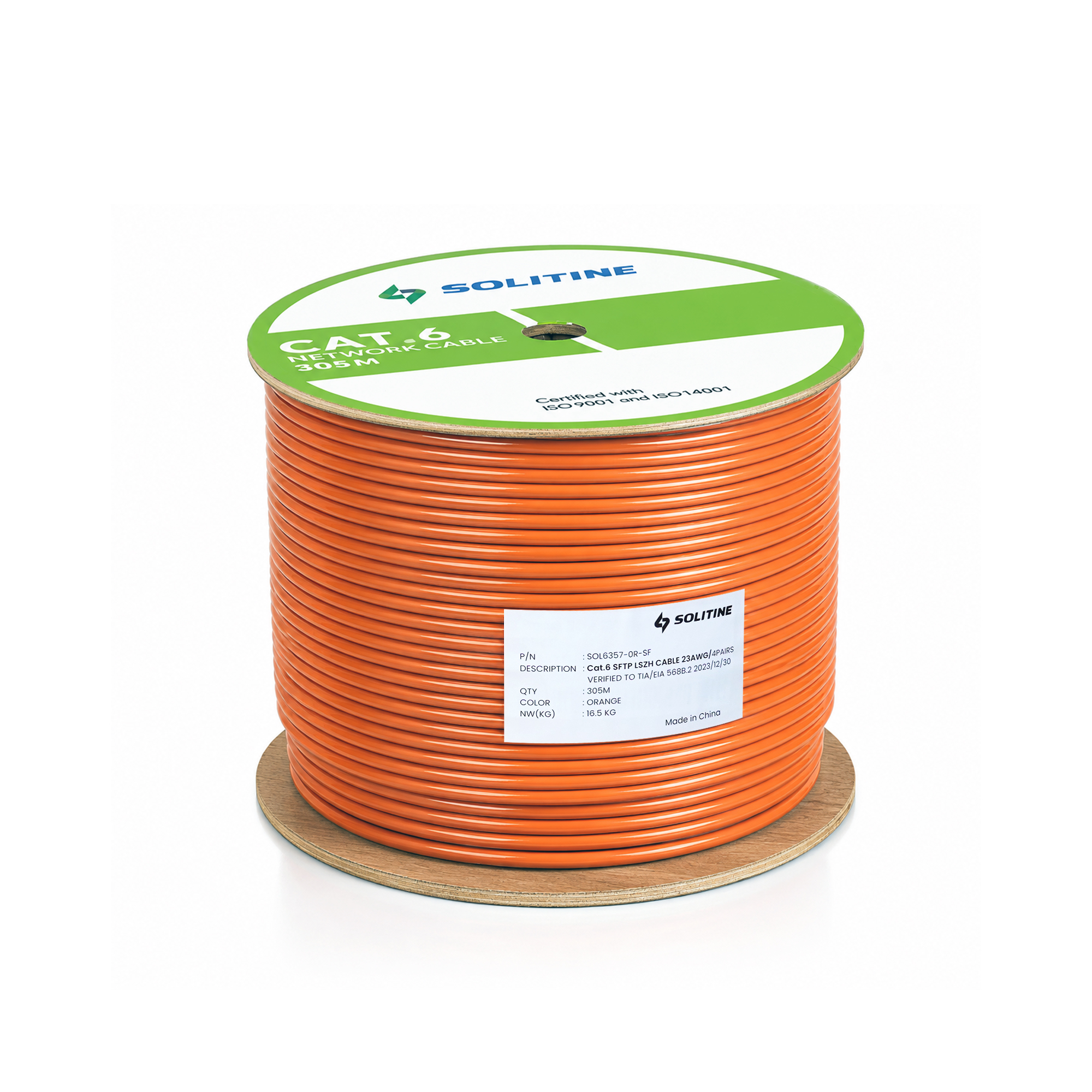 SOLITINE SOL6357-OR-SF SFTP CAT6 Solid Cable LSZH (Orange) thumbnail