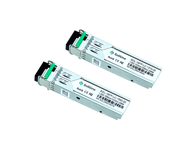 Solitine 1.25G SFP BIDI LC Module (Pair) – 20km, 1000BASE-BX, SMF, DDM